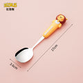 High-quality, adorable cartoon children's cutlery set featuring a cute bear design. includes a fork, spoon, and is perfect for school lunches. made of durable silicone, these portable forks and spoons are available for wholesale