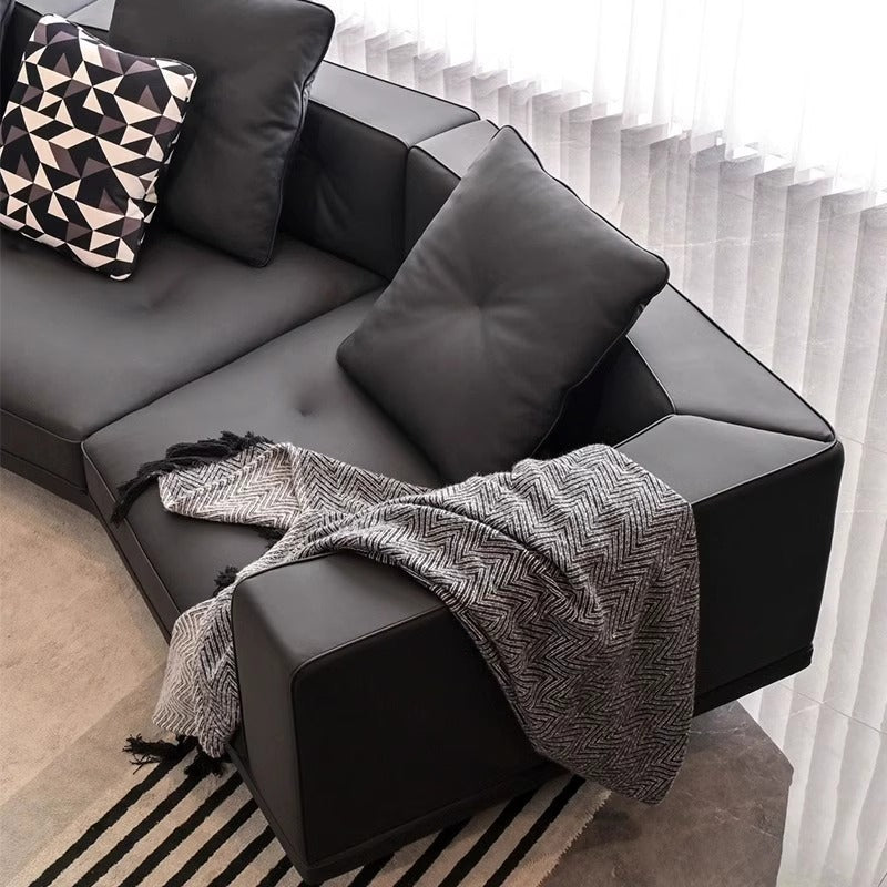 Dylan italian normcore large flat floor living room sofa small apartment straight row first layer cowhide corner special-shaped leather sofa