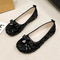 Sequin flats women's  summer new arrivalfrench evening light mouth fashioncasualbowsflats bean shoes