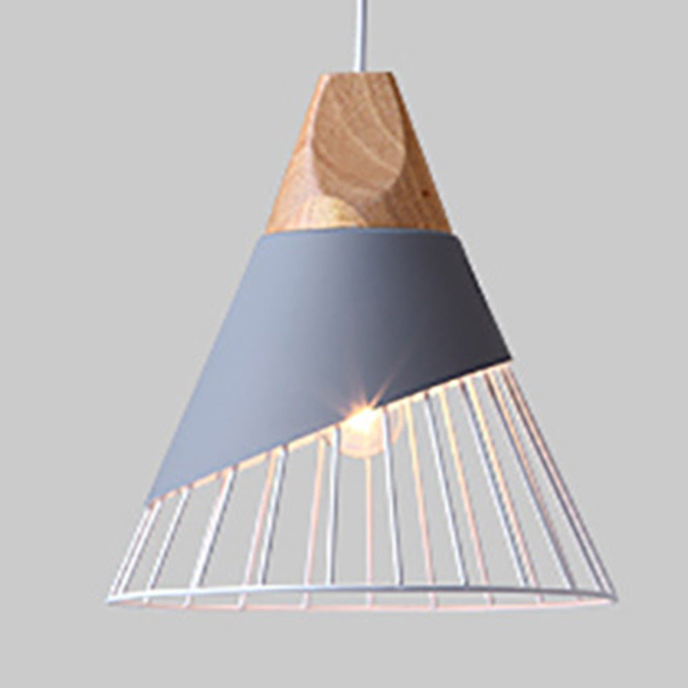 Creative home lighting Nordic modern simple dining room living room bedroom study wood cone horn wrought iron chandelier