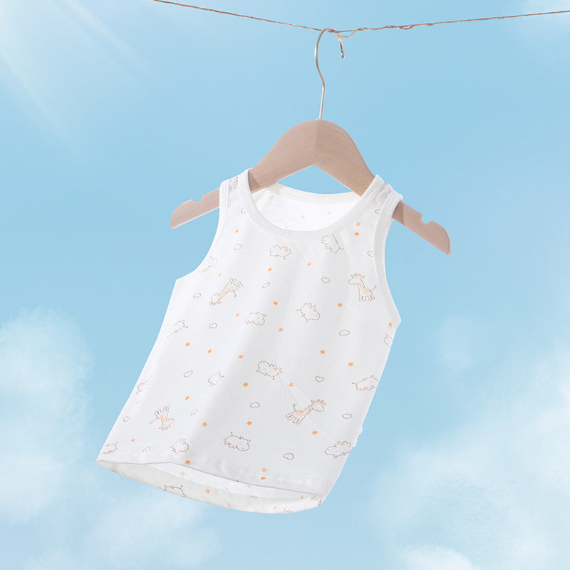 Baby vest baby summer thin pure cotton men's and women's topskids summer wear girl sling sleeveless belly protection bottom