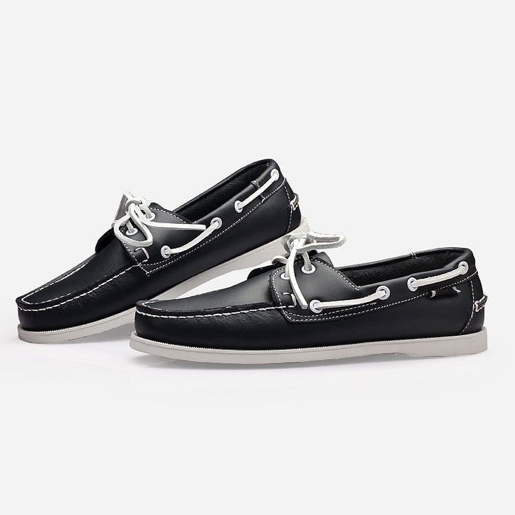 Men's genuine leather casual shoes - boat shoes, british style business formal leather shoes, retro classic handmade shoes