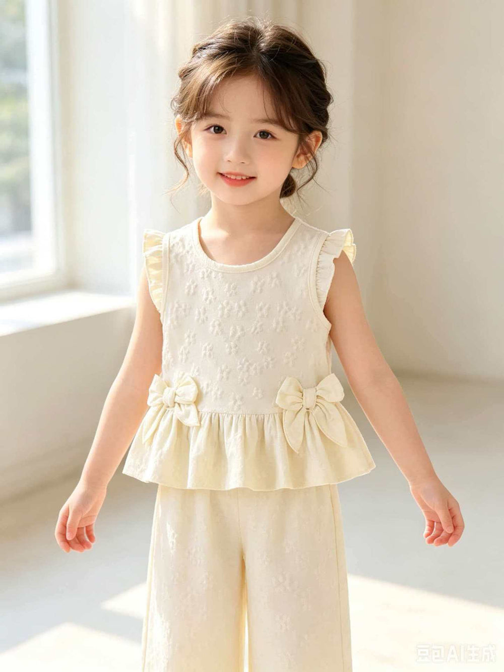 Baby clothing kids set children outfit apricot vest + pants two-piece set