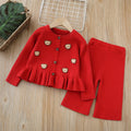 Girls' knitted sweater two-piece set -  autumn/winter new collection - baby girl cartoon pants outfit