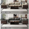 Office sofa and coffee table set - modern minimalist business reception lounge furniture - premium leatherette