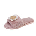 2024new arrival women's large size fur slippers fall and winter flip-flops flat heel open toe popular sunflower heattech floor slippers