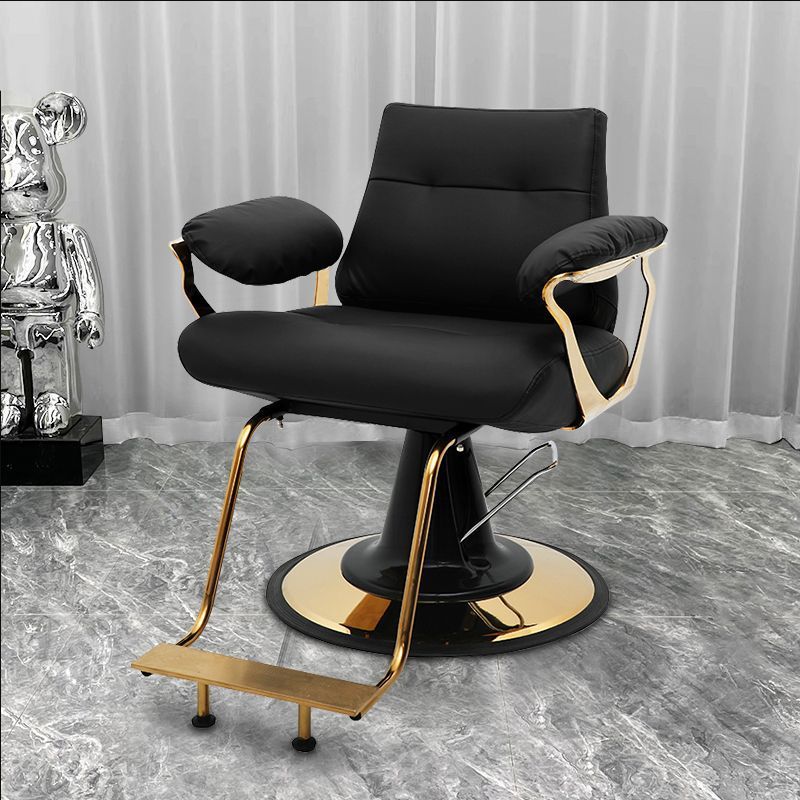 Influencer-approved barber chair - stainless steel, high-end salon chair for perming, dyeing, and cutting. features adjustable height, swivel function, and thickened padding. perfect for professional hair salons
