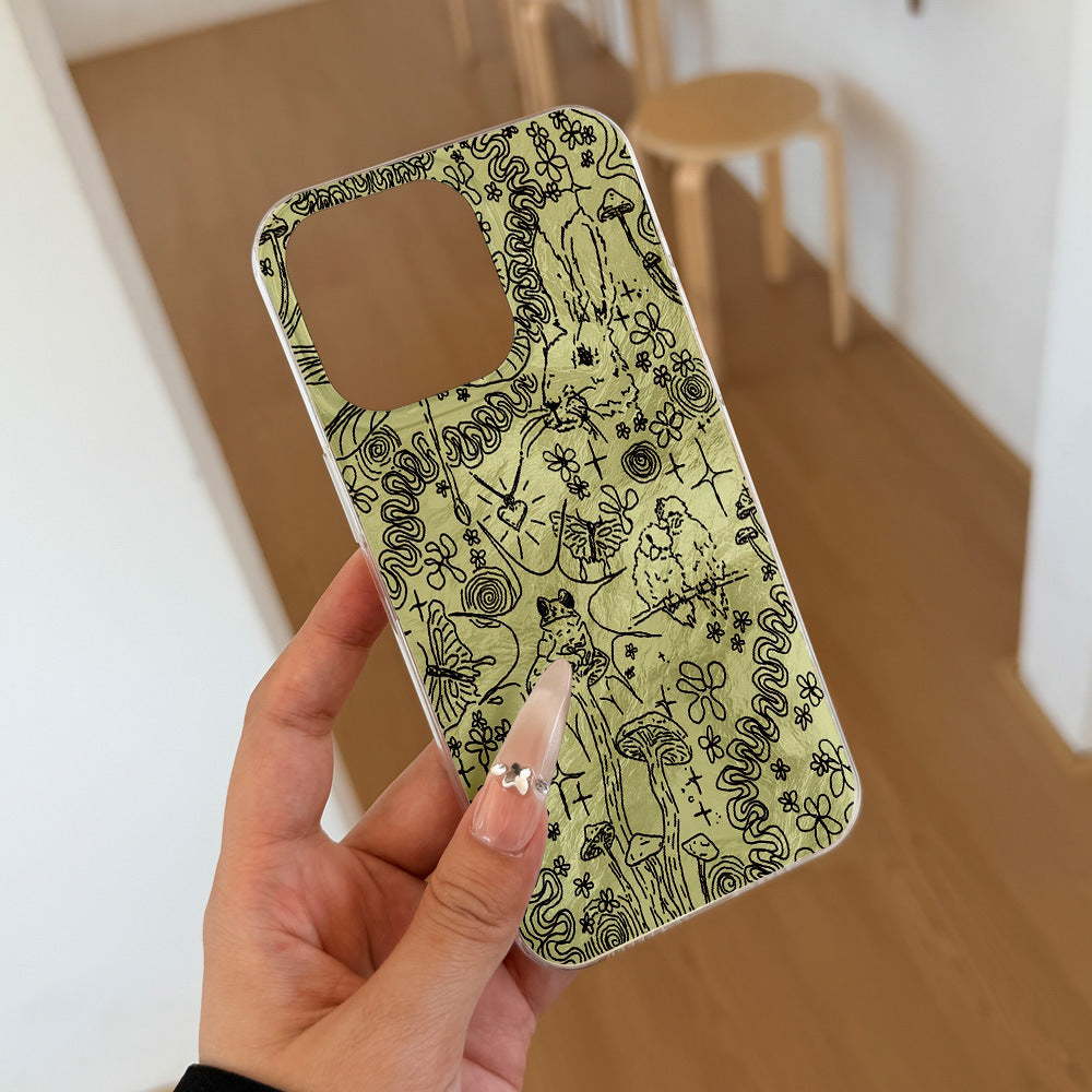 Line drawing mobile phone case suitable for iphone16/15pro apple 17max anti-fall vortex case wholesale anti-fall test