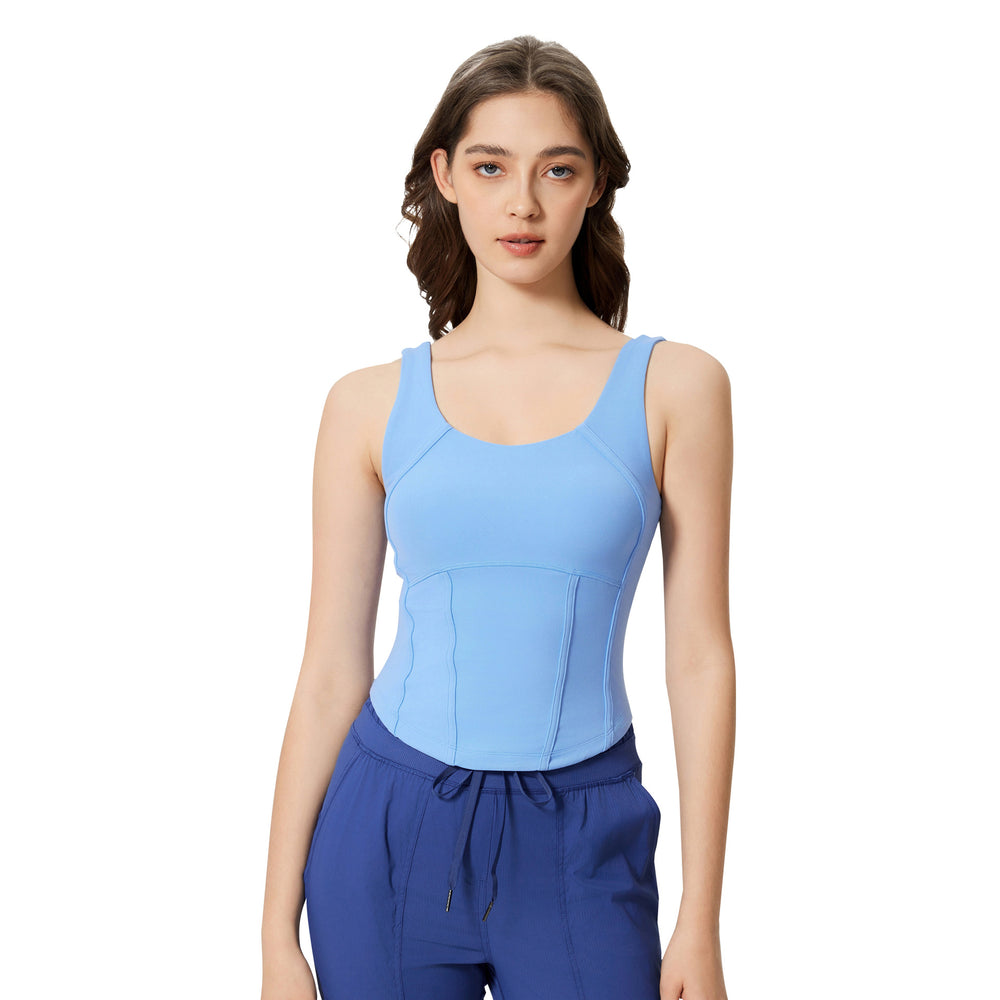 Shortsilmslimming look sports vest for women with chest pad, nude feel, comfortable back, sleeveless fitness yoga wear d25056