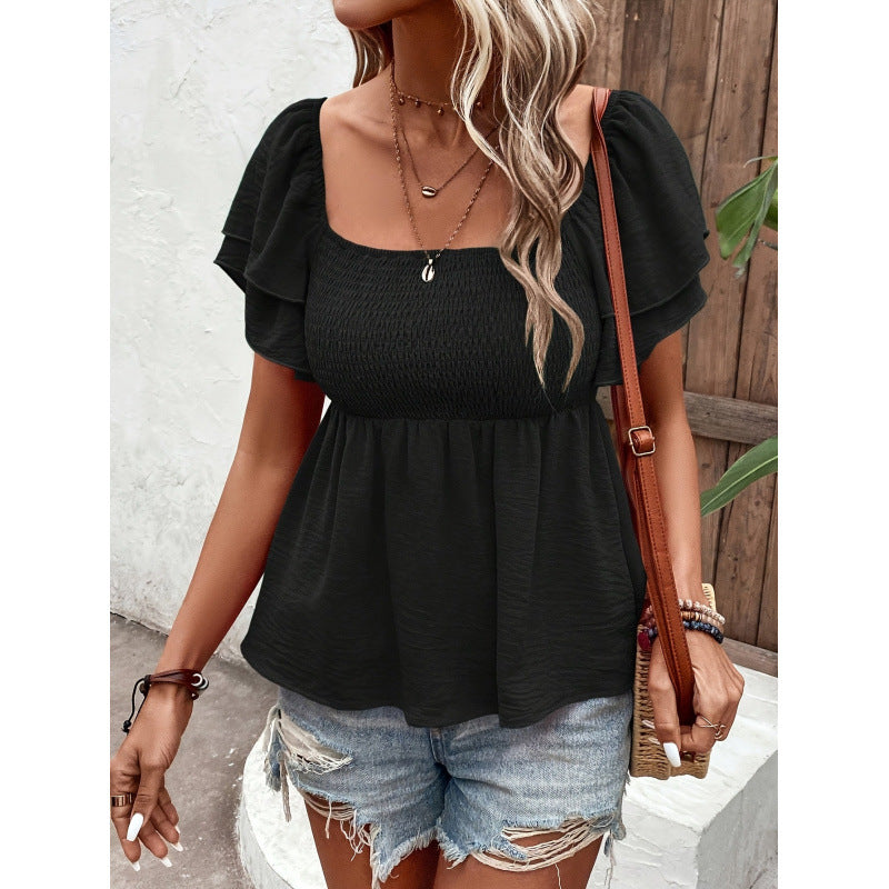code new arrival  women's original elegancecasual square collar plaidpure color shirt