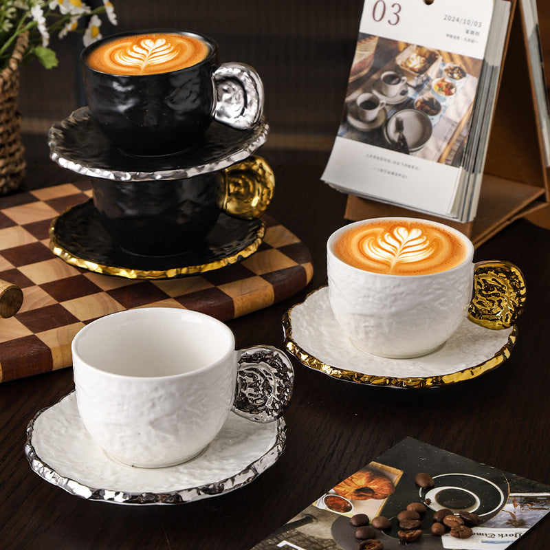 British classy sense ins ceramic relief cup and saucer niche style ceramic latte exquisite afternoon tea milk coffee cup and saucer