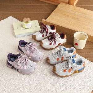 Girls' athletic shoes - new spring/autumn collection: breathable kids' running shoes, stylish color-blocked soft sole mesh casual shoes for older girls
