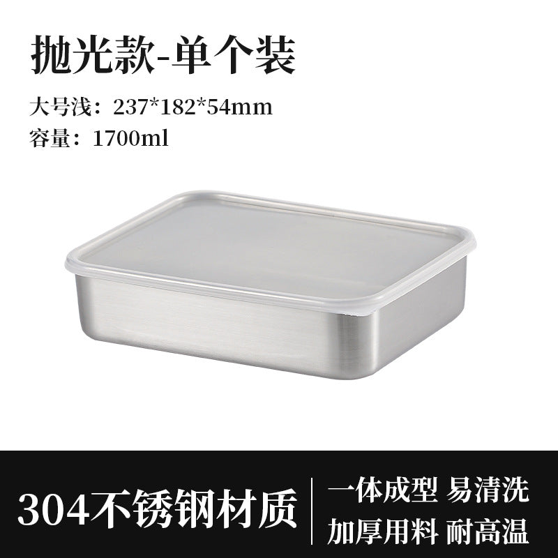 Wholesale stainless steel fresh-keeping box 304 food grade lunch box fruit bento box refrigerator frozen storage box sealed box