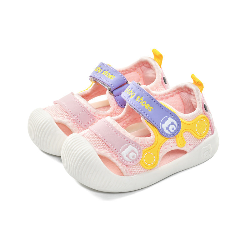 Baby sandals for girls, summer first walker shoes, 0-1-2 years old infant anti-slip soft sole mesh shoes for babies and toddlers, boys' shoes