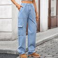 European and american cross-border e-commerce workwear jeans for women, new autumn/winter styles, hot-selling on  and , multi-pocket denim wide leg pants