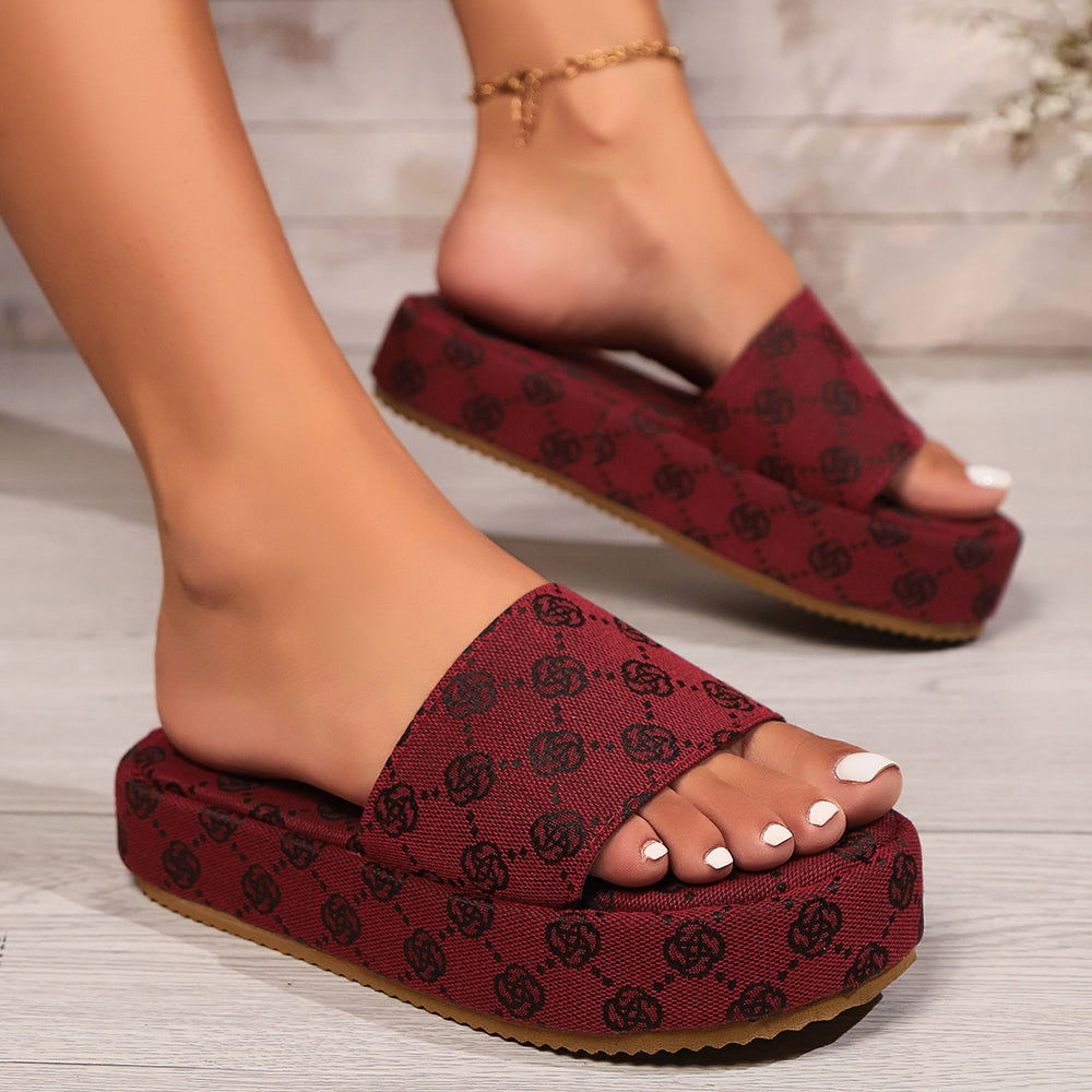 Exportplus size slippers women's outer wear round toe small plum blossom lightweight one-word women's slippers womens slippers