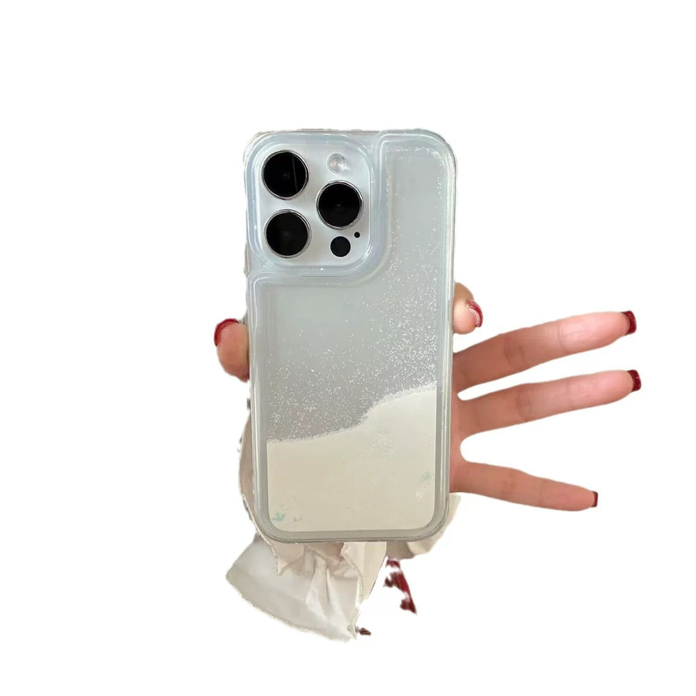 Dynamic snowflake star quicksand case for iphone 18, apple 17 pro max transparent protective cover 16