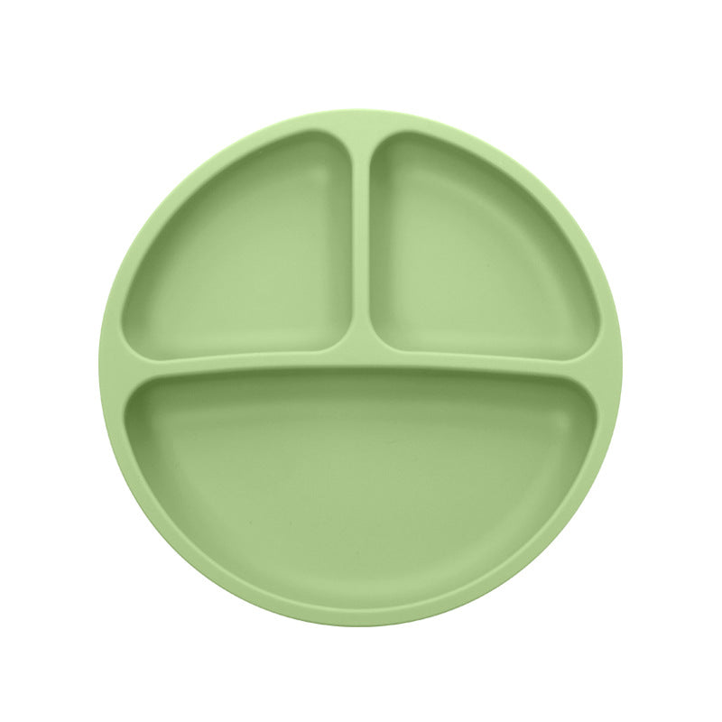 Children's Grid Silicone Plate, BPA Silicon Free Children's Gift Tableware Feeding Set Three Grid Plate