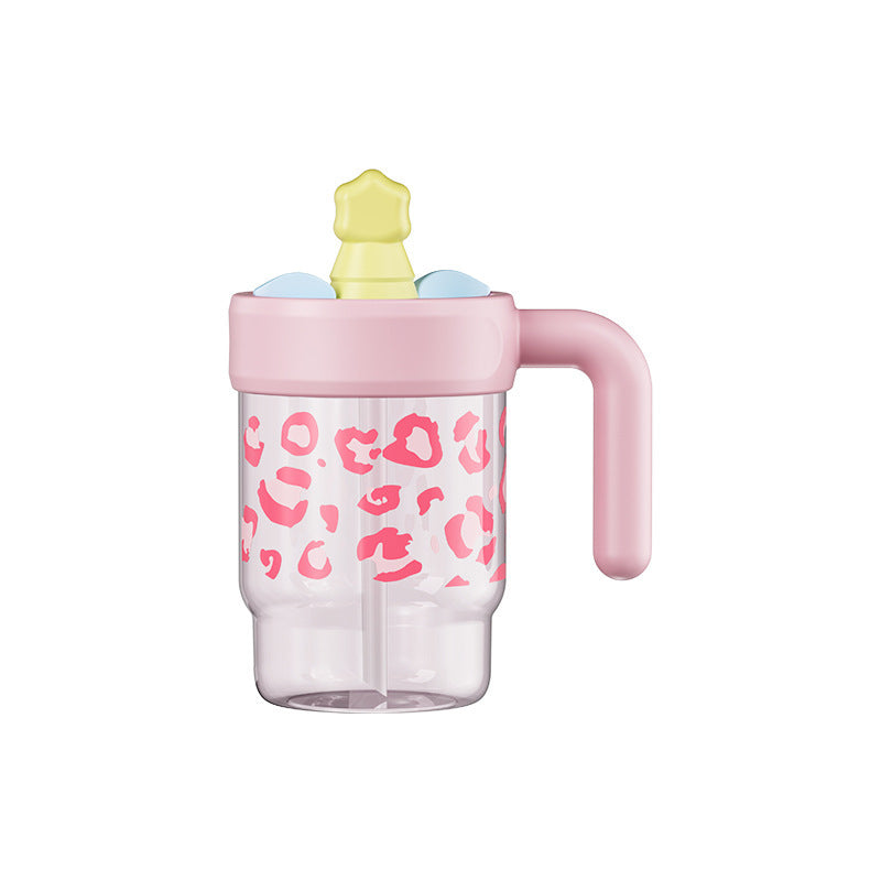 Summer new arrival: high-style straw cup, large capacity ice tumbler, portable cute plastic water bottle for kids, students (unisex)