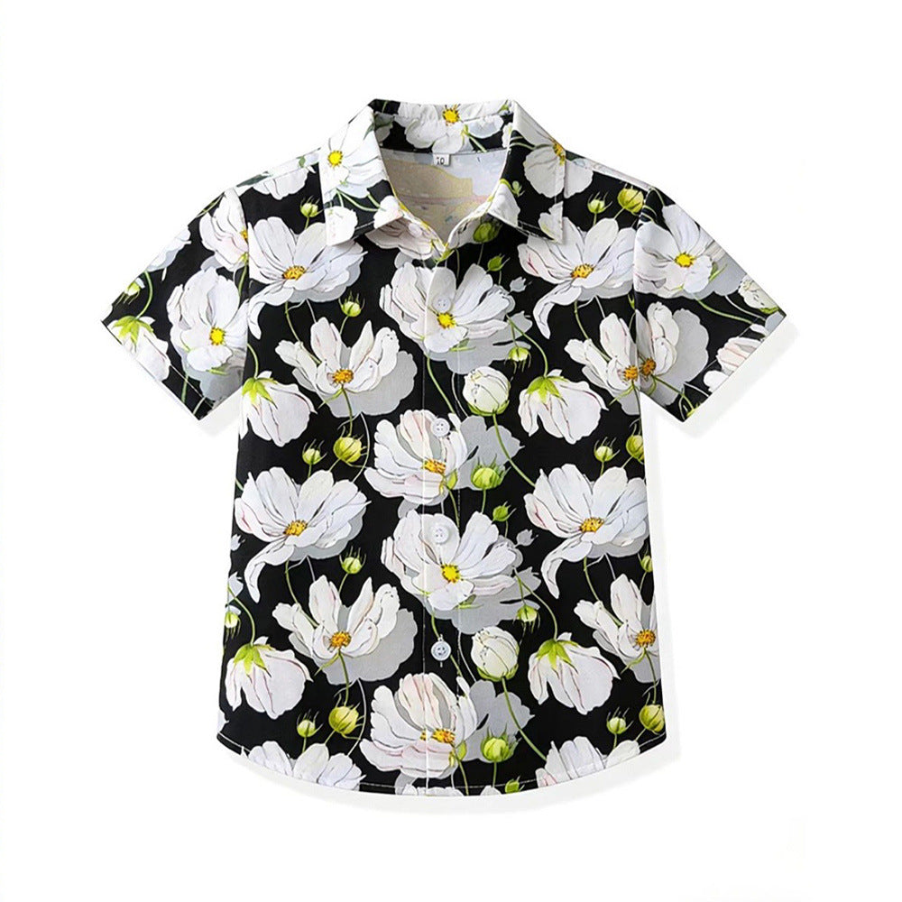 New summer retro hong kong style artsy relaxed fit hawaiian floral shirt - unisex, perfect for summer, children's day, and family matching outfits