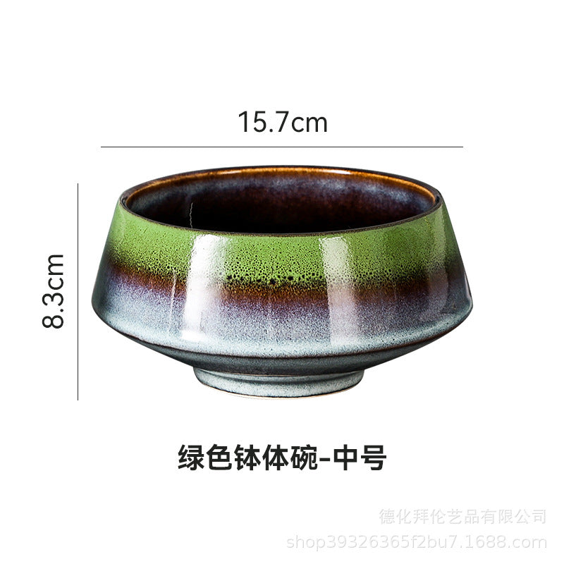 Japanese style creative tableware kiln-turned bowl, household salad bowl, dessert bowl, tall conical bowl for serving dishes