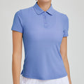 Women's short-sleeve t-shirt tennis top - athletic, casual, breathable, cooling, golf polo shirt - slim fit, waist-cinching, quick-dry