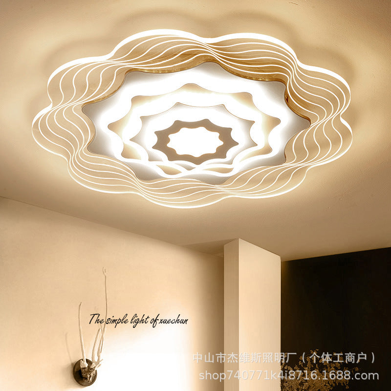 Modern minimalist wavy lotus ceiling light - gold trim, irregular cloud design - perfect for living rooms, master & guest bedrooms