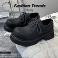 2025 spring new big toe derby men's shoes thick sole hong kong style niche styletrendycasual leather shoes men's workwear shoes trendy