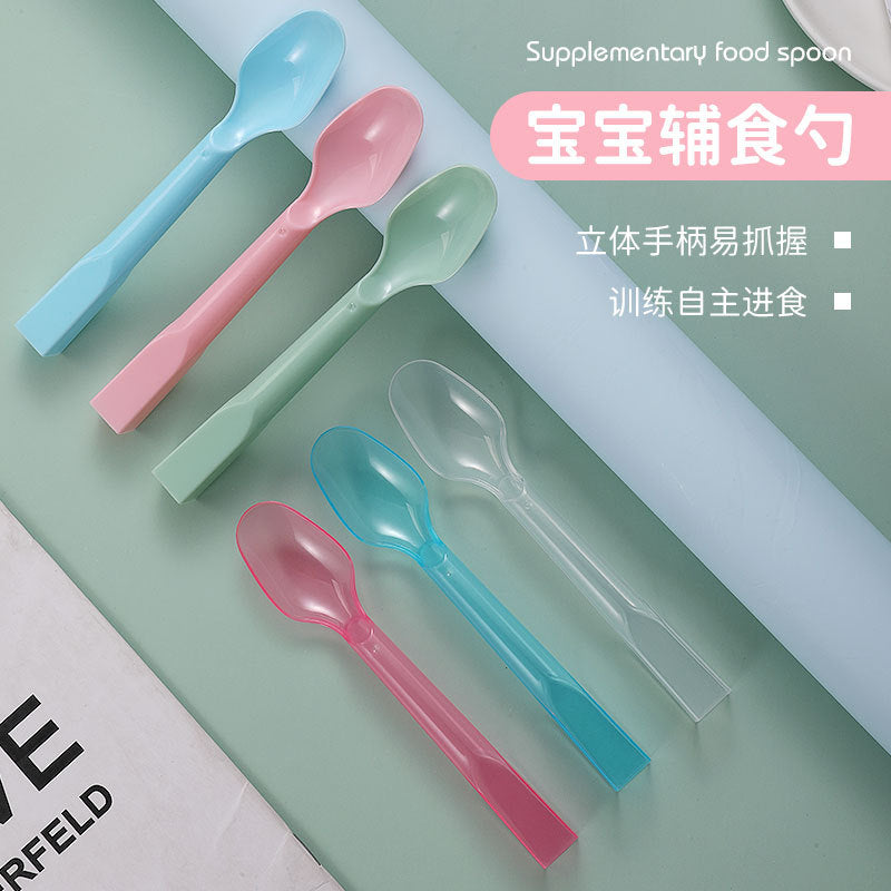 Disposable spoon Children's ice cream spoon, plastic spoon, environmentally friendly material fruit spoon, baby food supplement spoon