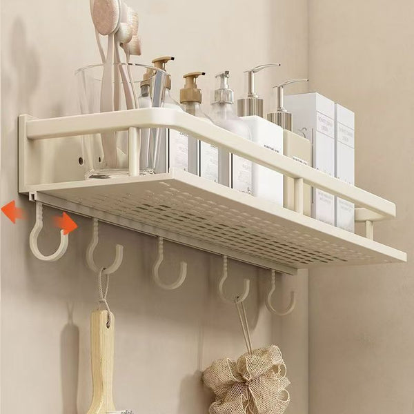 Toilet Milk White Shelf No Punching Bathroom Toilet Wash Table Wall Storage Rack Wall Mounted Shelf