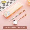 Cartoon 304 stainless steel chopsticks and spoon set - kids' dinnerware with original beerus collaboration design - wholesale