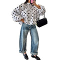 cross-border e-commerce women's fashion: european and american summer new arrivals - trendy, loose-fit polka dot long-sleeve shirt top