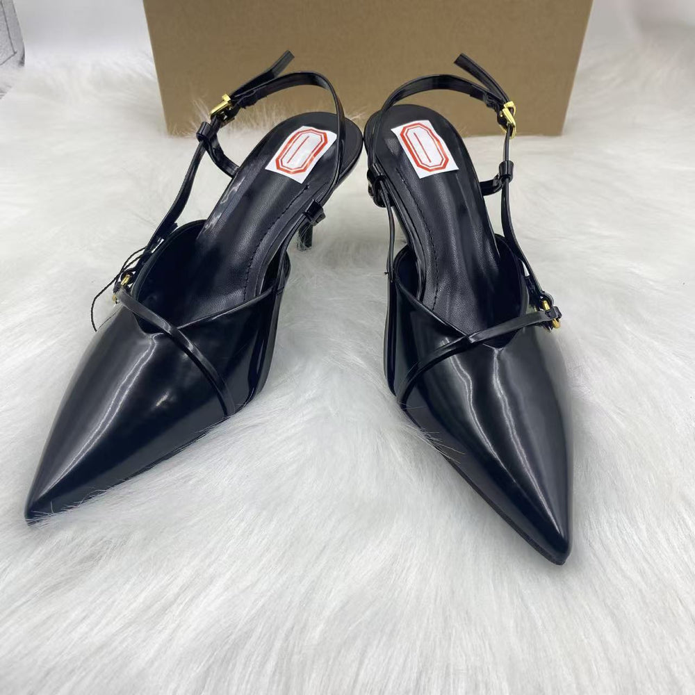 Za high heels for women spring summer 2025 new arrival baotou fashion sandals stiletto belt buckle pointed toe back hollow flats