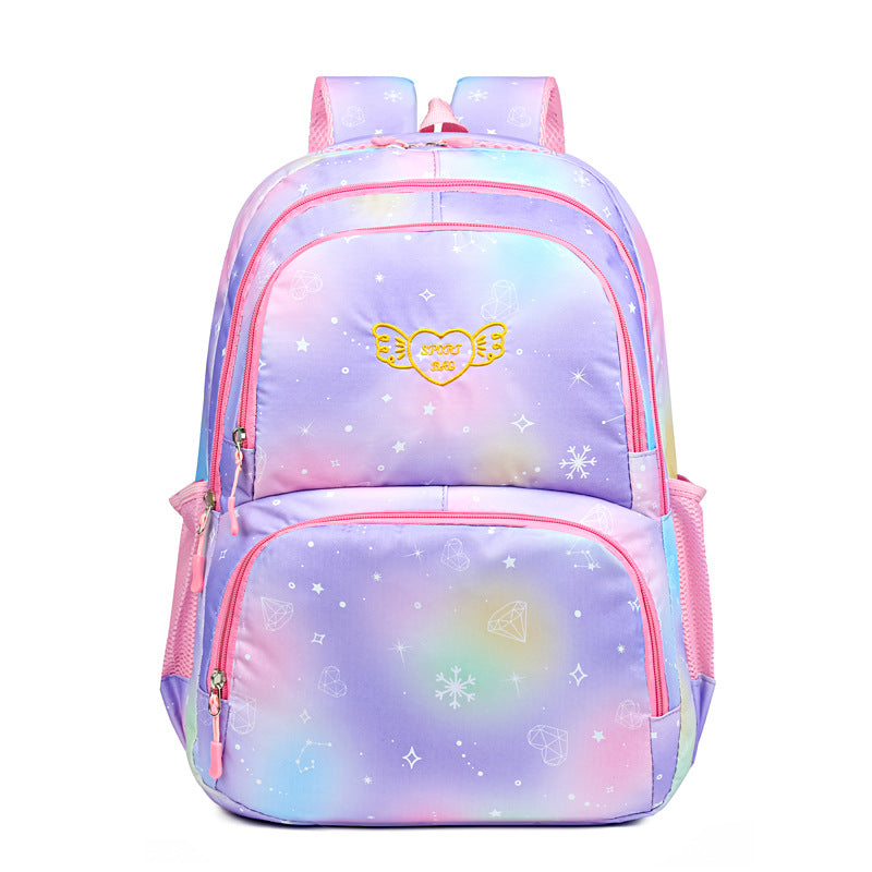 School bag starry sky gradual change trend fashion soft cute art backpack single large capacity Oxford cloth student bag