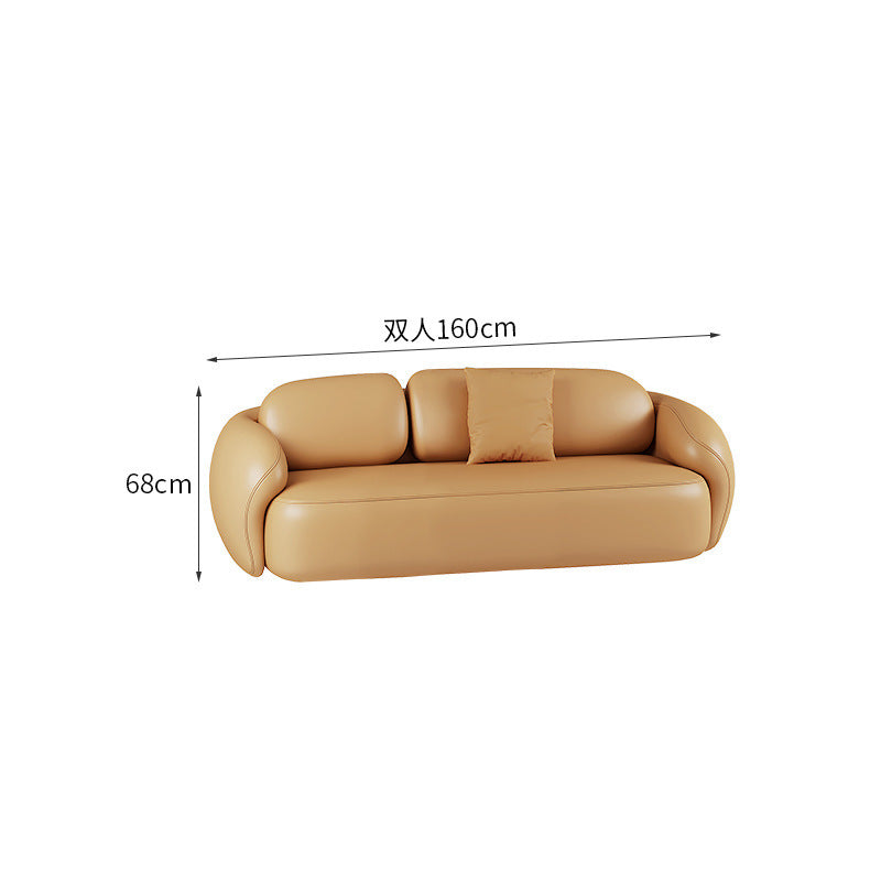 Small apartment living room double sofa, minimalist three-seater straight-row sofa for reception areas and office break rooms, including table and chairs