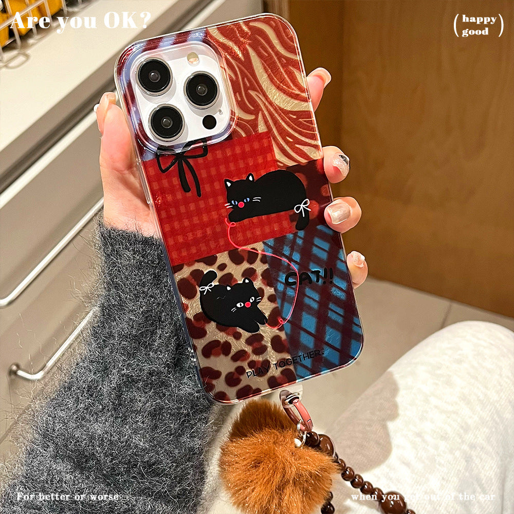Swirl shell suitable for apple 16promax cute cat mobile phone case iphone13 anti-fall protective cover 15