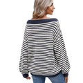 fashionexport women's clothing  new arrivalelegant one-piece collar knitting shirt sweaterstripescontrast colortops