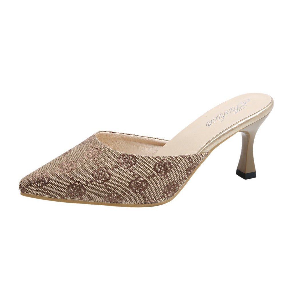 2024 spring new arrival: british style plus size pointed-toe printed high heel casual sandals for women - perfect for cross-border e-commerce