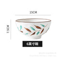 Nordic hand-painted leaf ceramic dinnerware set - includes plates, bowls, and dishes with handles for home use: dinner plates, vegetable plates, fish plates, noodle bowls, and snack dishes