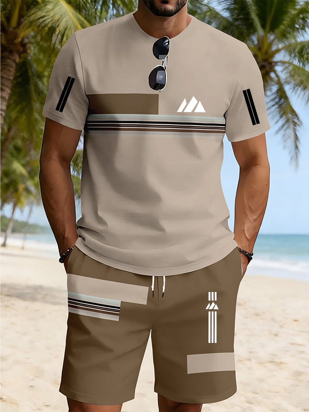 men's short-sleeve and shorts set, casual sportswear set, 3d printed cross-border hot seller, dropshipping available