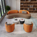 Commercial curved leather sofa office reception coffee table hotel sales center beauty salon reception negotiation table and chair set