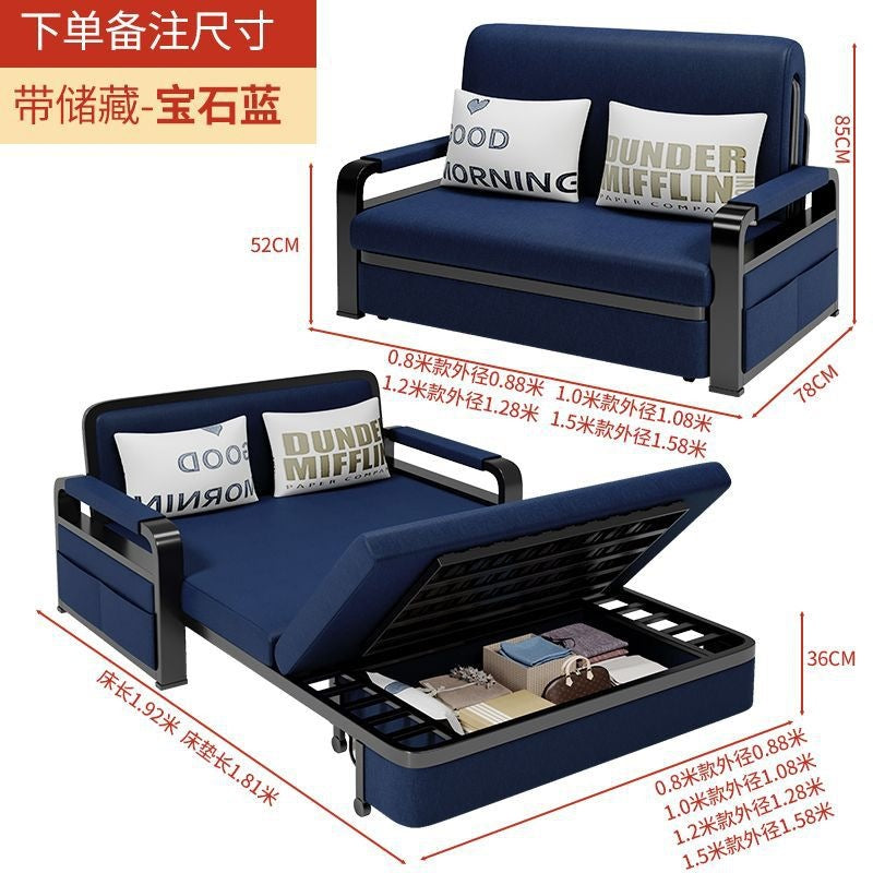 Sofa bed dual-purpose foldable small apartment living room multi-functional telescopic bed popular detachable washable fabric single sofa bed