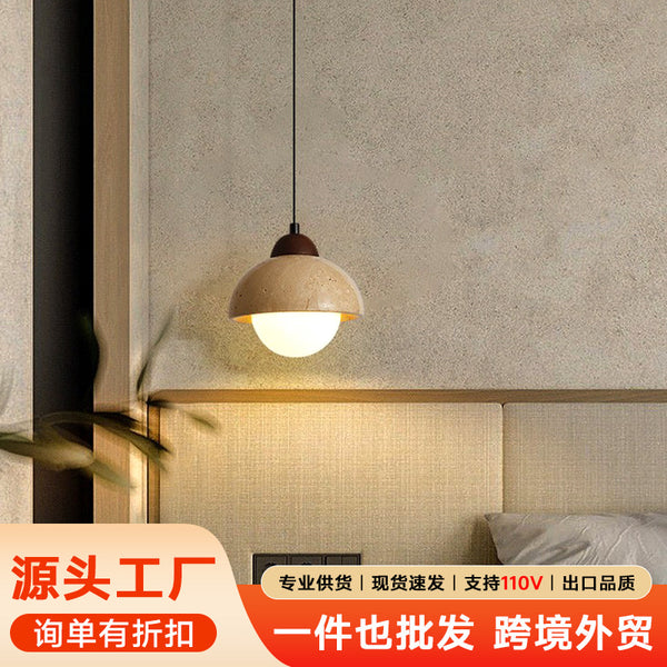 黄洞石床头吊灯网红卧室现代简约创意个性单头长线餐厅艺术小吊灯