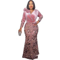 sourcing: luxury african fashion slim-fit korean velvet sequin evening gown dress