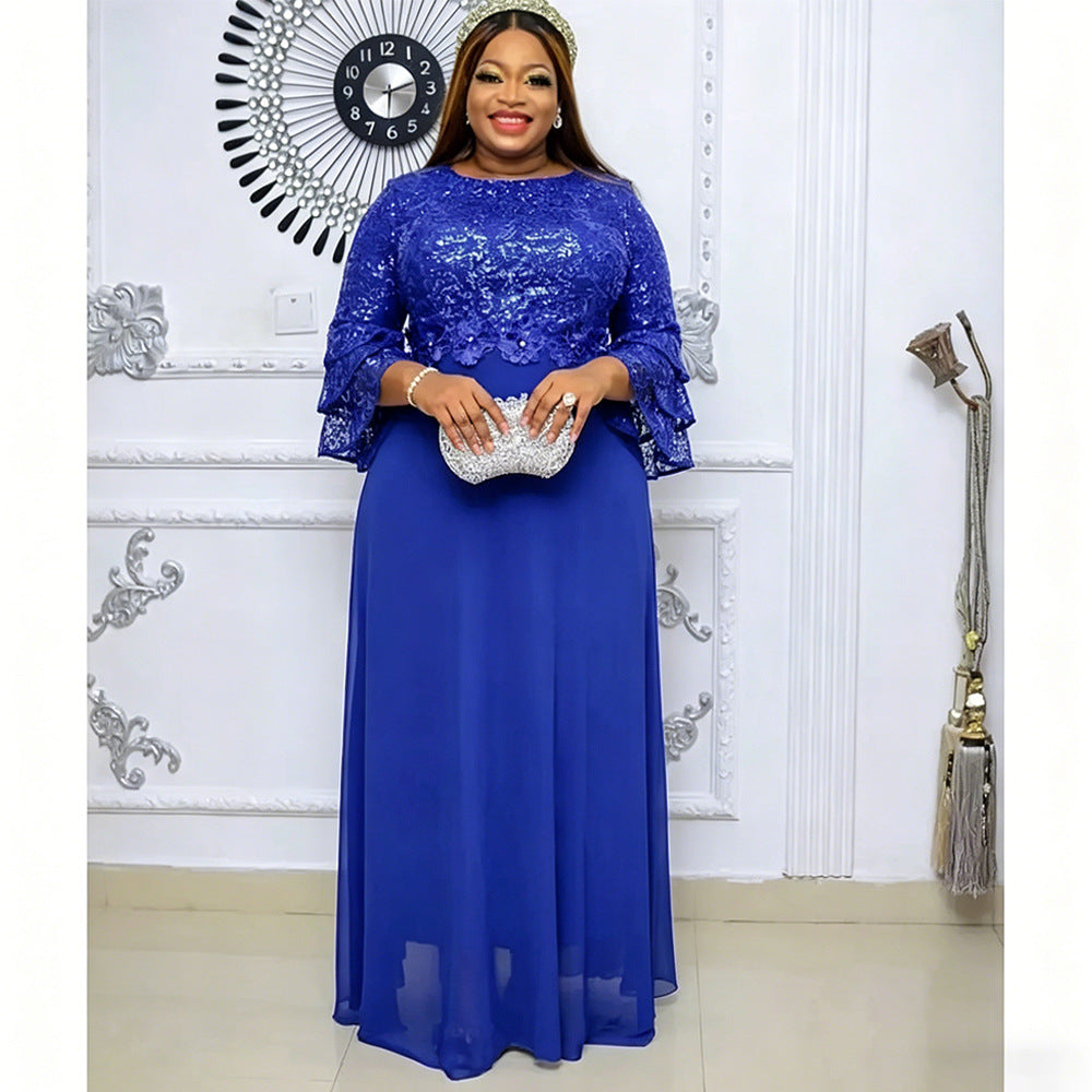 African, european, and american plus-size women's clothing: new  lace-trimmed, heavily embellished chiffon dresses for , , and