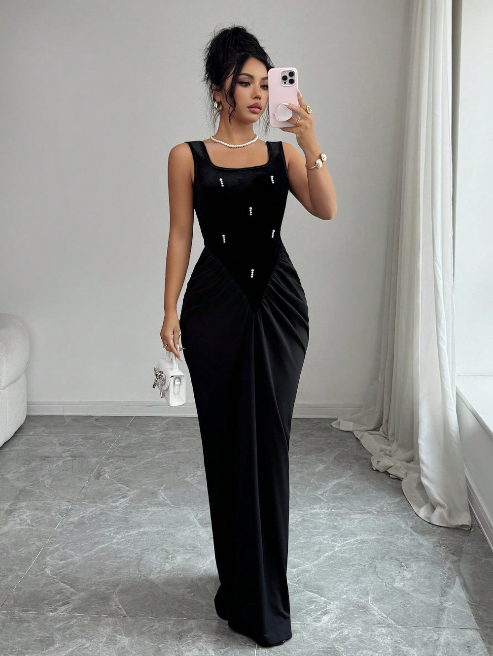 Amazon cross-border fashionable sexy suspender dress elegant long dress