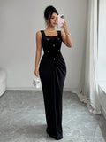 Amazon cross-border fashionable sexy suspender dress elegant long dress