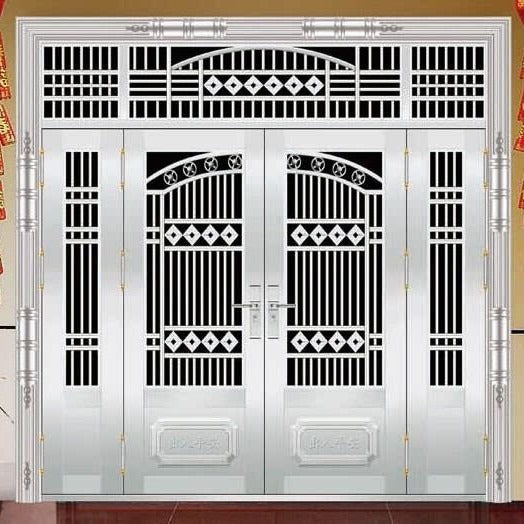 304 stainless steel door self-built house double-open rural glass door for home white steel rose entrance security door