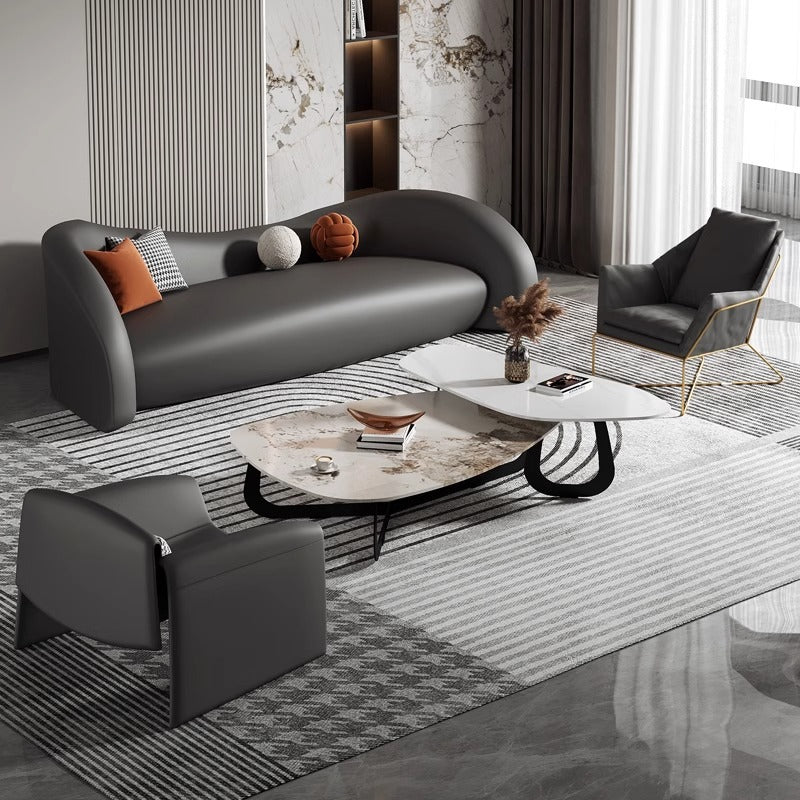 Accessible luxury leather sofa designer double sofa chair office hotel reception small sofa popularfor home leather sofa