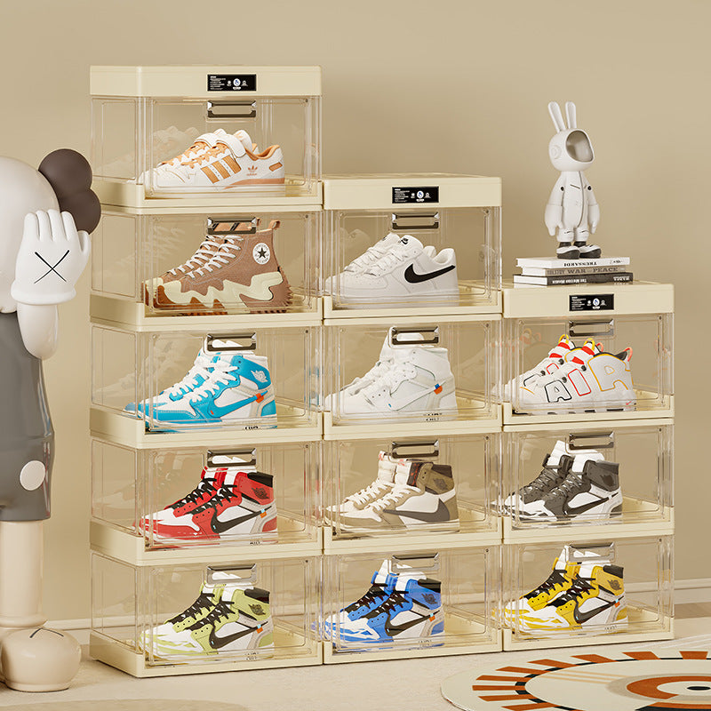 Customized Internet celebrity transparent sneakers storage display box disinfection sterilization deodorization shoe box household thickened flip shoe cabinet